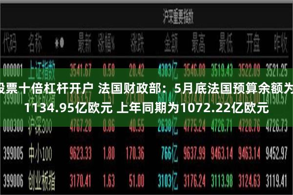 股票十倍杠杆开户 法国财政部：5月底法国预算余额为-1134.95亿欧元 上年同期为1072.22亿欧元