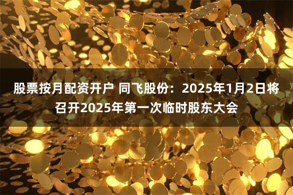 股票按月配资开户 同飞股份：2025年1月2日将召开2025年第一次临时股东大会