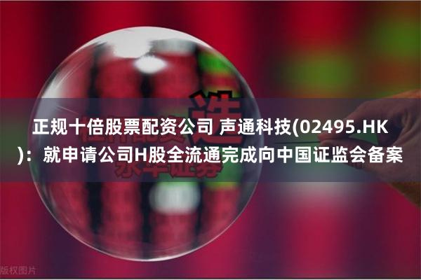 正规十倍股票配资公司 声通科技(02495.HK)：就申请公司H股全流通完成向中国证监会备案